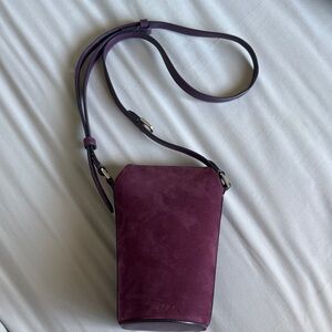 Ecco Purple suede Crossbody Pot Bag